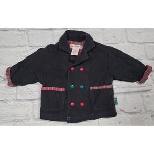 Vintage Gymboree Plaid Black Red Jacket Coat Blazer Peacoat Baby Boys Newborn NB